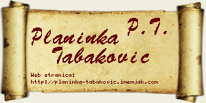 Planinka Tabaković vizit kartica